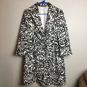 Evan Picone Womens Size 8 Black White Floral Coat